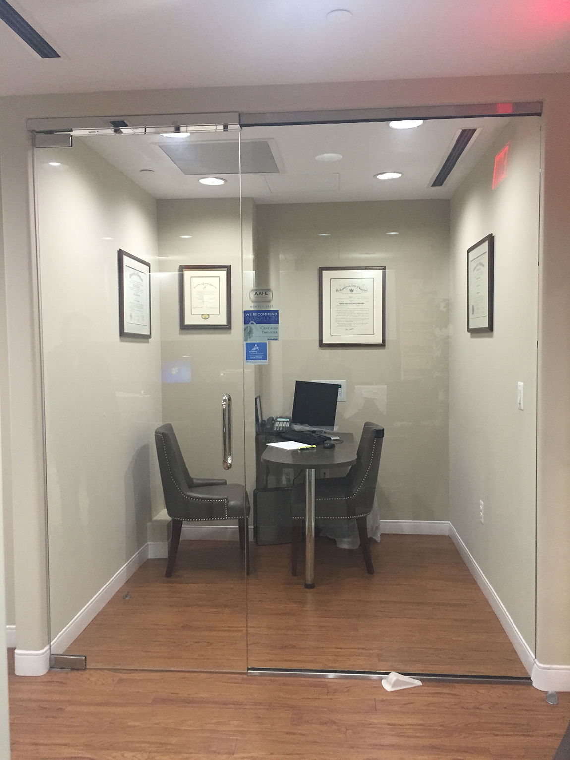 Commercial glass office doors installed by Design Glass & Mirror