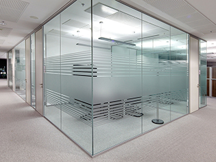 Office glass partition wall by Design Glass & Mirror